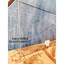 SHIELDS flat lower window for the Kubota KX080-4, side view
