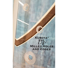 SHIELDS 1/2 inch Kubota SVL windshield milled holes and edges, close-up view