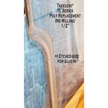 SHIELDS Takeuchi TL series windshield etched edge for glue-in, close-up view