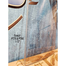 SHIELDS 1/2 inch Terex PT75 and PT80 windshield, side view