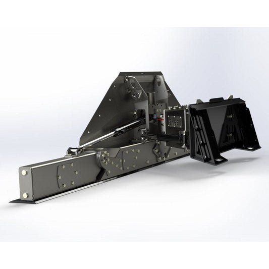 Skeer 4-Way ProPlus grading blade quick attach and hydraulic cylinders, rear three quarter view