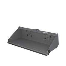 Skeer Adjustable Bucket skid steer bucket with bolt on cutting edge, front three quarter view