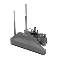 Skeer MCR PRO machine control ready grading blade with two receiver masts, front three quarter view
