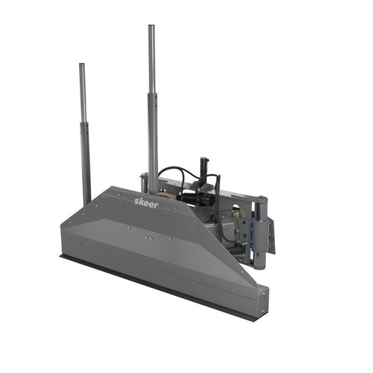 Skeer MCR PRO machine control ready grading blade with two receiver masts, front three quarter view