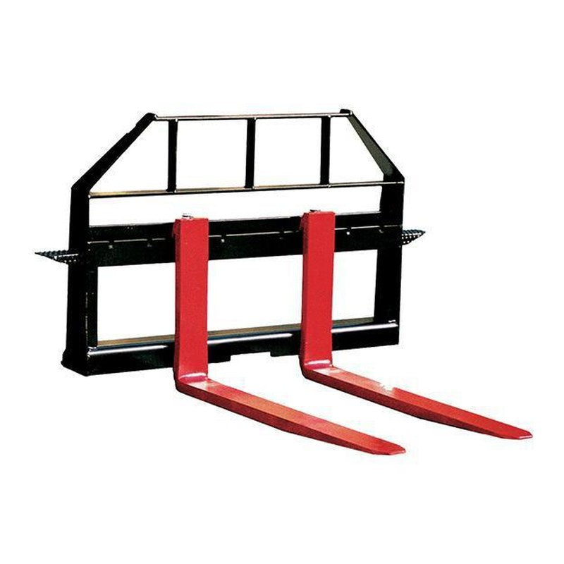 Star Industries skid steer fork frame with red pallet forks