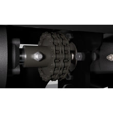 Top Dog Attachments 42 inch brush cutter, close-up of the chain coupler on the drive