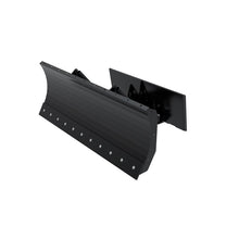 Top Dog Attachments 66 inch compact tractor snow blade, front three quarter view of the curved moldboard