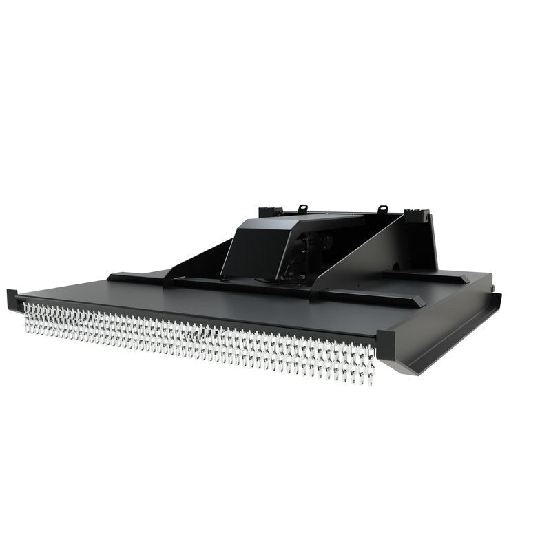 Top Dog Attachments closed front skid steer brush cutter, 72 inch, front three quarter view with the front chain guard