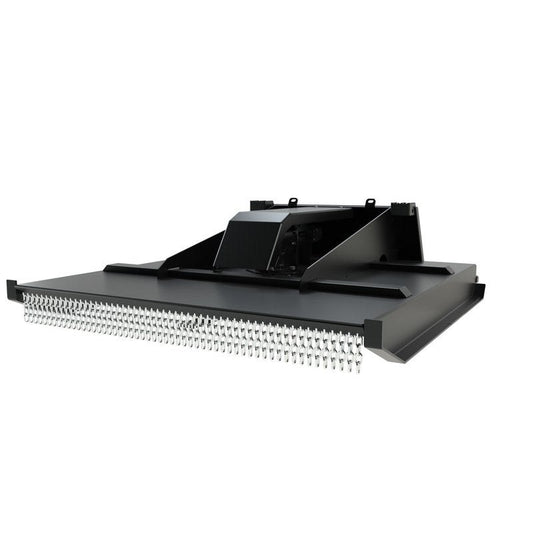 Top Dog Attachments closed front skid steer brush cutter, 72 inch, front three quarter view with the front chain guard