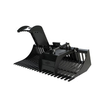 Top Dog Attachments 72 inch utility grapple, front three quarter view with the grapple open