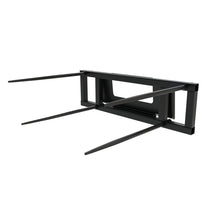 Top Dog Attachments double round bale spear, front three quarter view of the two spears and stabilizers