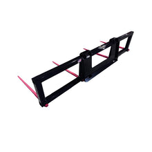 Top Dog Attachments double round bale spear, side view of the frame and spears