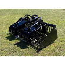 Top Dog Attachments firewood grapple, side three quarter view of the tines