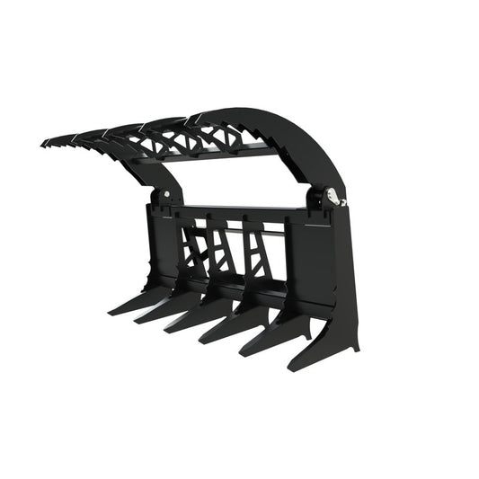 Top Dog Attachments Granite grapple for compact tractors, 60 inch, front three quarter view with the arms open