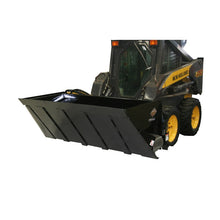 Top Dog Attachments 72 inch heavy material dual side flow bucket on a New Holland skid steer