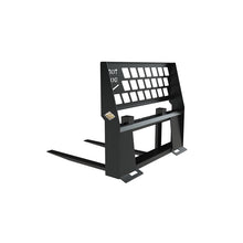 Top Dog Attachments pallet fork frame, rear view of the quick attach plate and steps