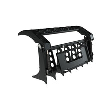 Top Dog Attachments single arm rake grapple, rear view with the arm open