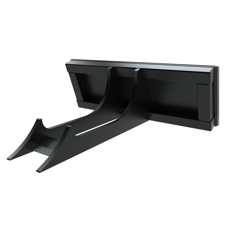 Top Dog Attachments skid steer rock and stump digger, front three quarter view of the tines