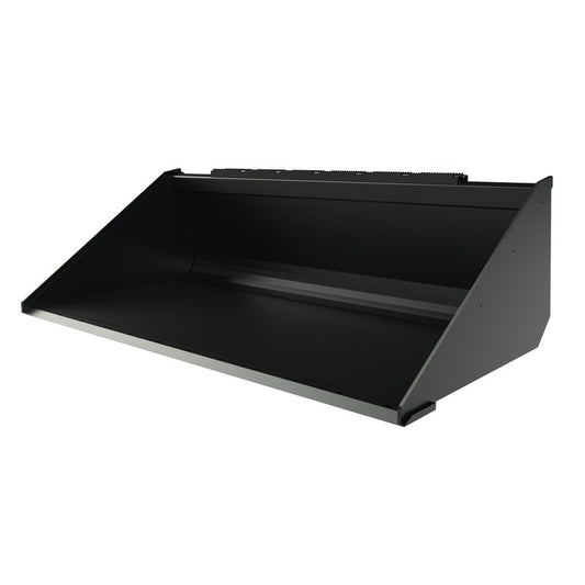 Top Dog Attachments skid steer dirt bucket, front three quarter view