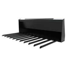 Top Dog Attachments skid steer manure fork, front three quarter view of the round tines