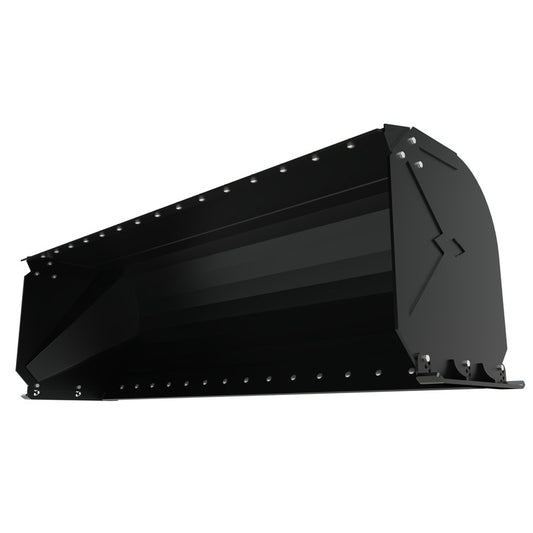 Top Dog Attachments 96 inch skid steer snow pusher, front three quarter view