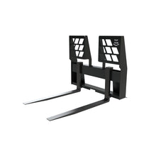 Top Dog Attachments walk through pallet fork frame with the center step, front three quarter view