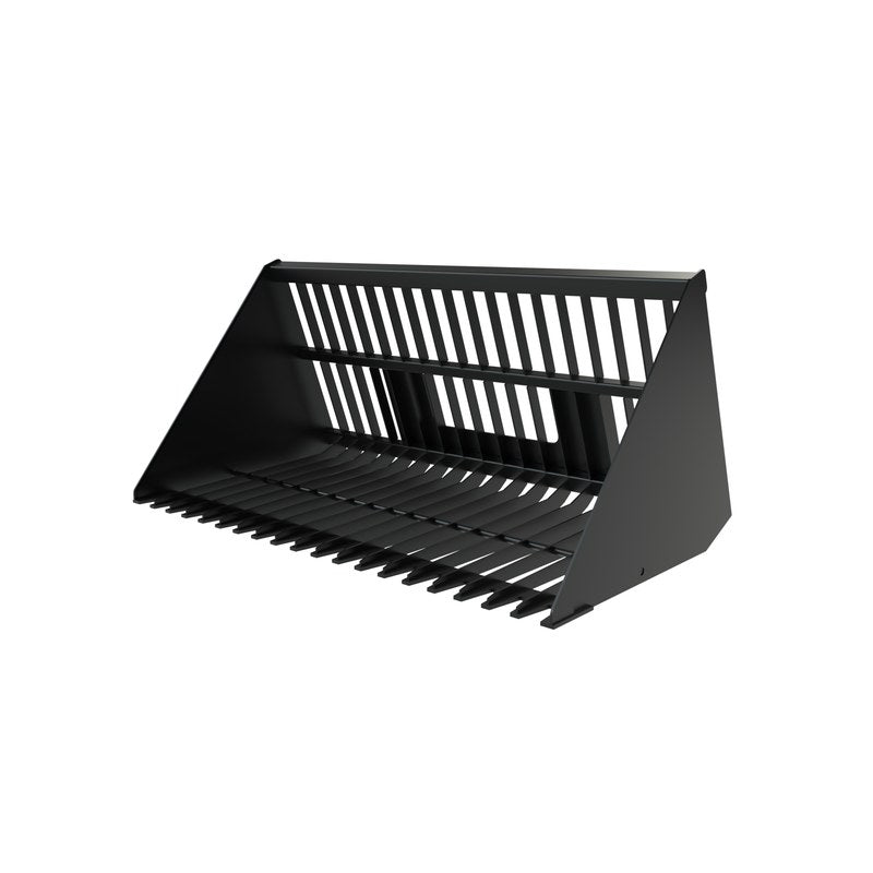 Top Dog Attachments XL skid steer firewood bucket, front three quarter view